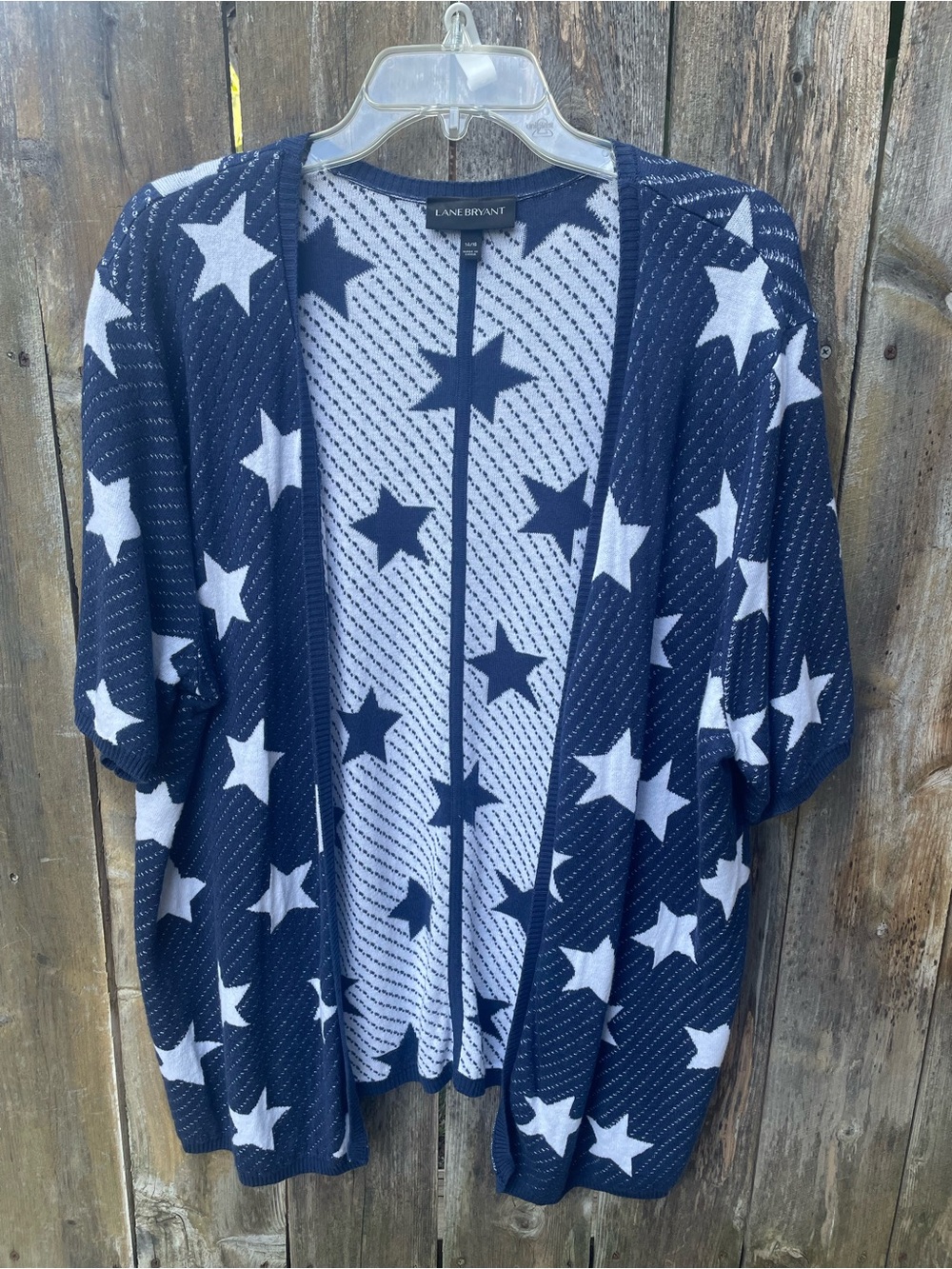 Lane Bryant Navy Blue and White Star Cardigan Sz. 14/16 - Picture 3 of 13